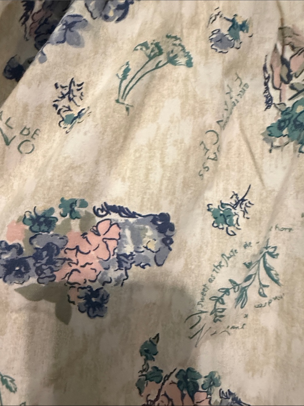 Citysport Vintage Floral Cotton Shorts in Cream with Blue & Teal Print size L - Picture 6 of 9